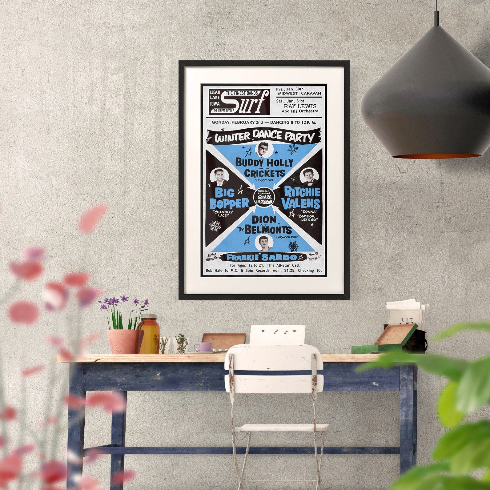 Buddy Holly 1959 The Final Concert Blue - Multi-Size Prints or THREE FRAMED Options