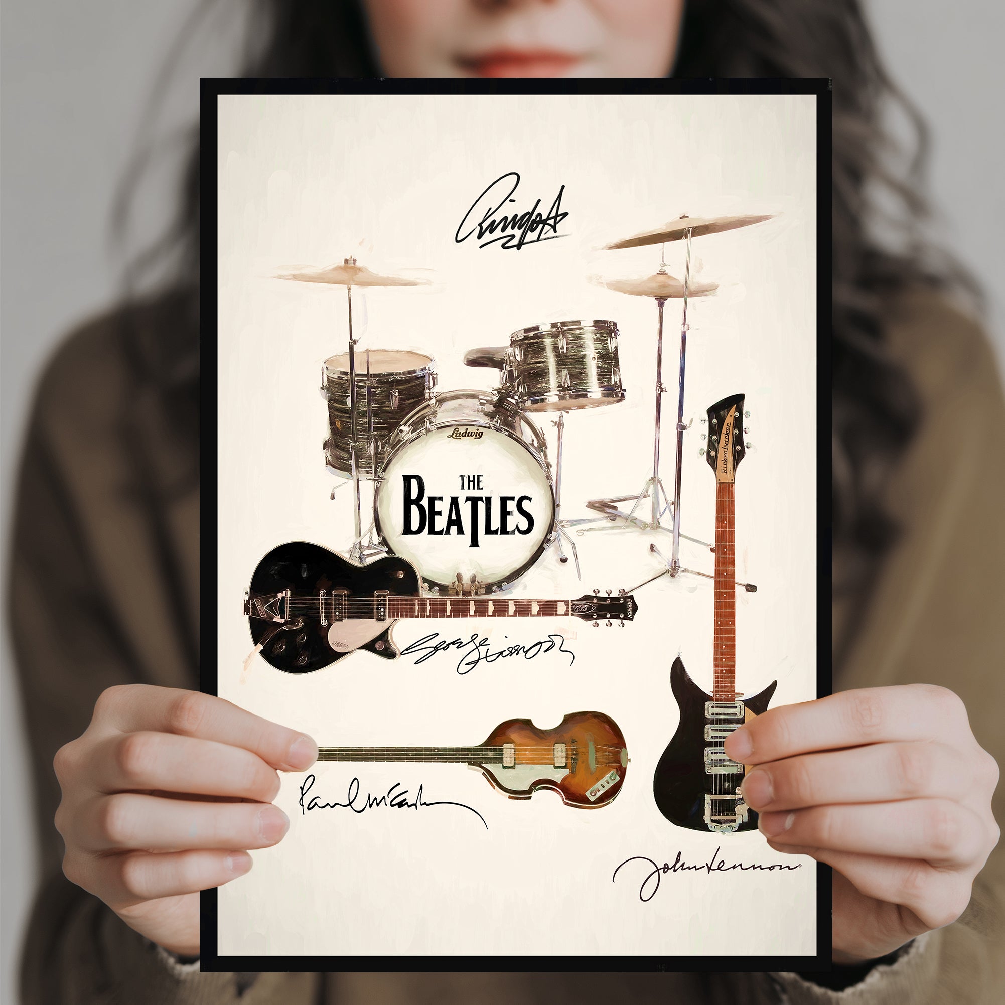 The Beatles - Kit & Guitars Poster - Prints and Posters; Choose from 12 Sizes or THREE FRAMED Options