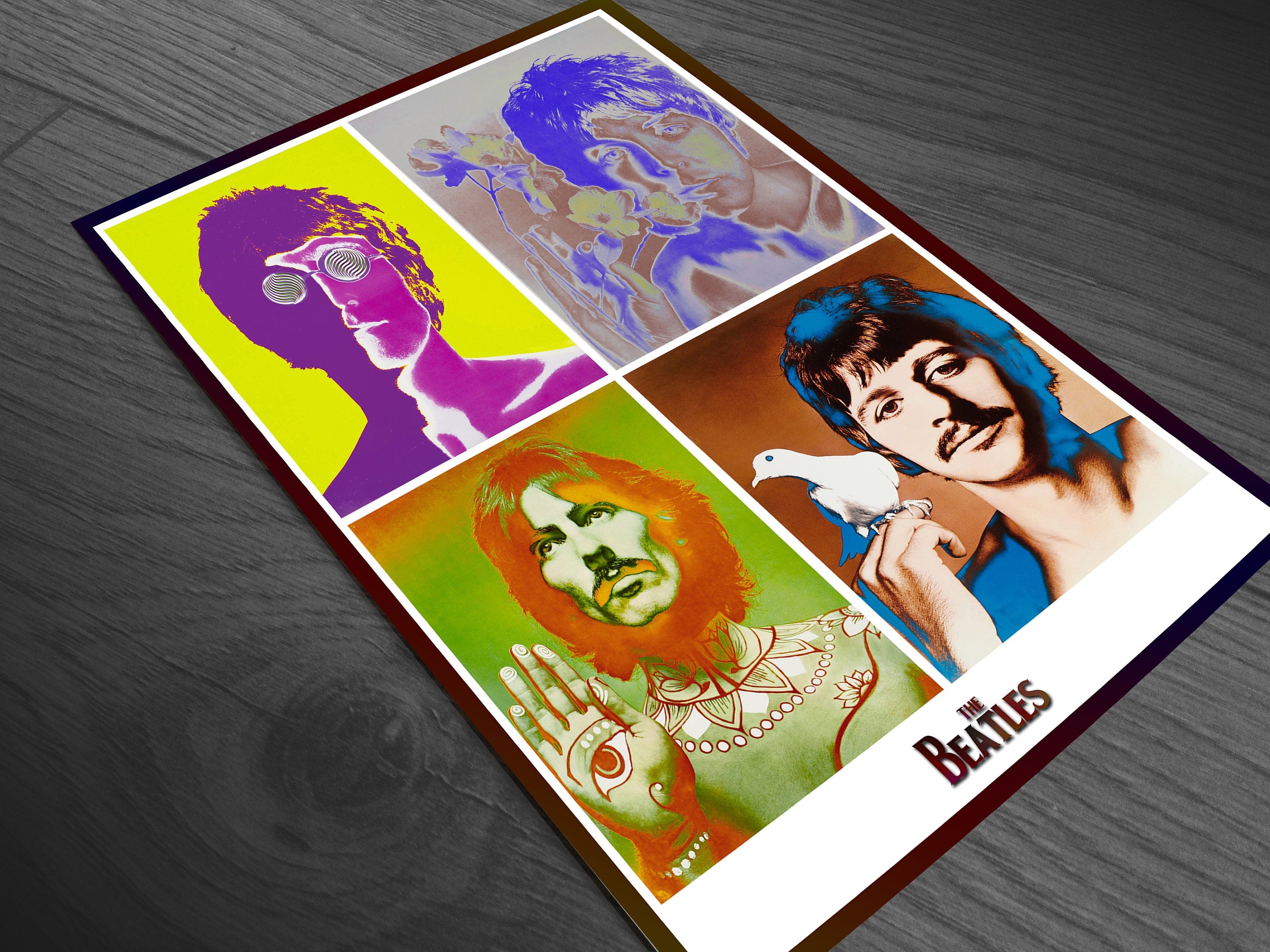 The Beatles Psychedelic Art Lennon McCartney - Multi Size Prints or THREE FRAMED Options