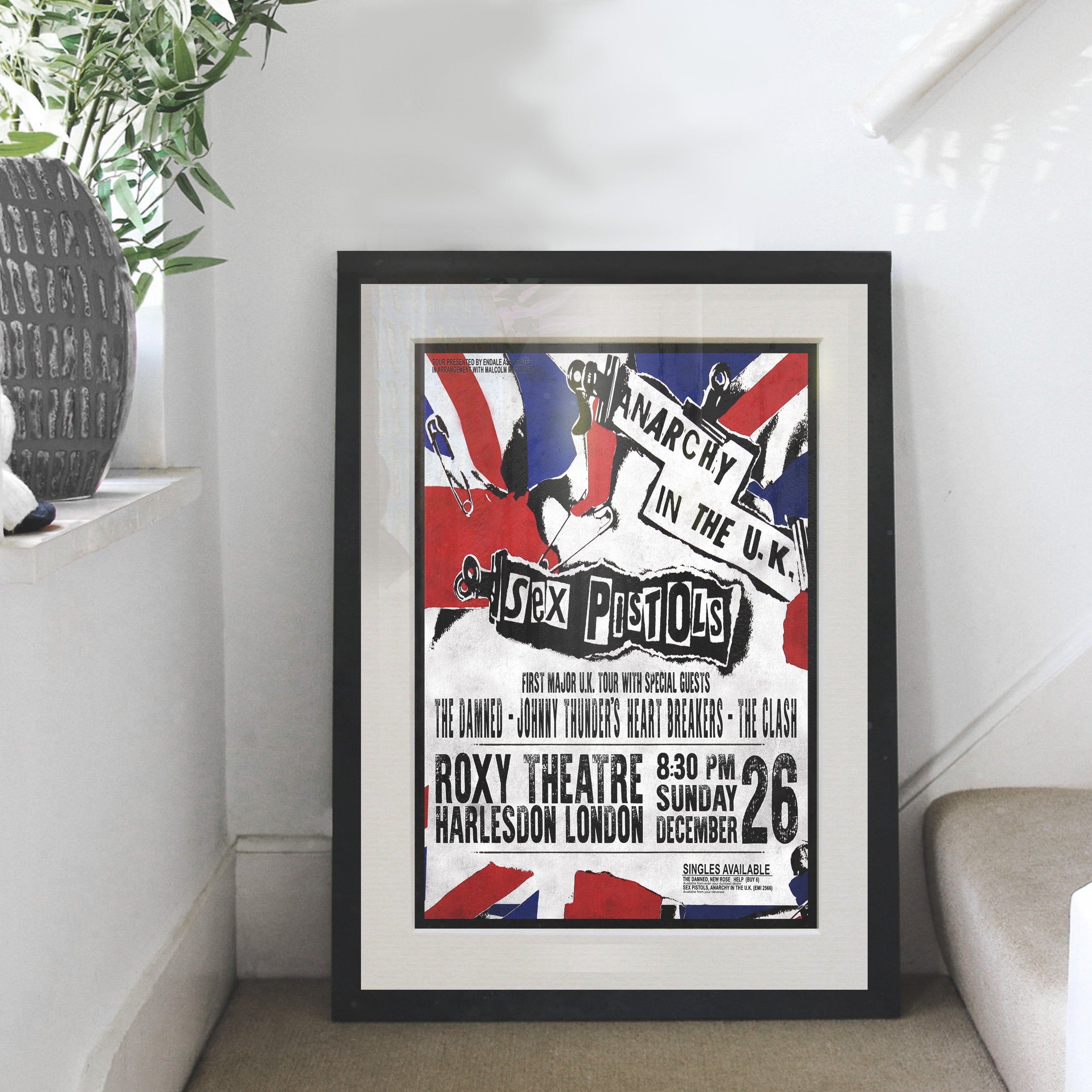 Sex Pistols 1976 First UK Tour Concert Poster - Multi Size Prints or THREE FRAMED Options