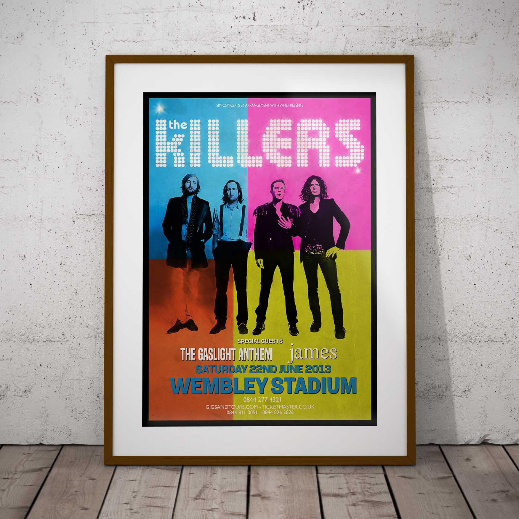 The Killers Wembley 2013 Concert Poster - Multi Size Prints or THREE FRAMED Options