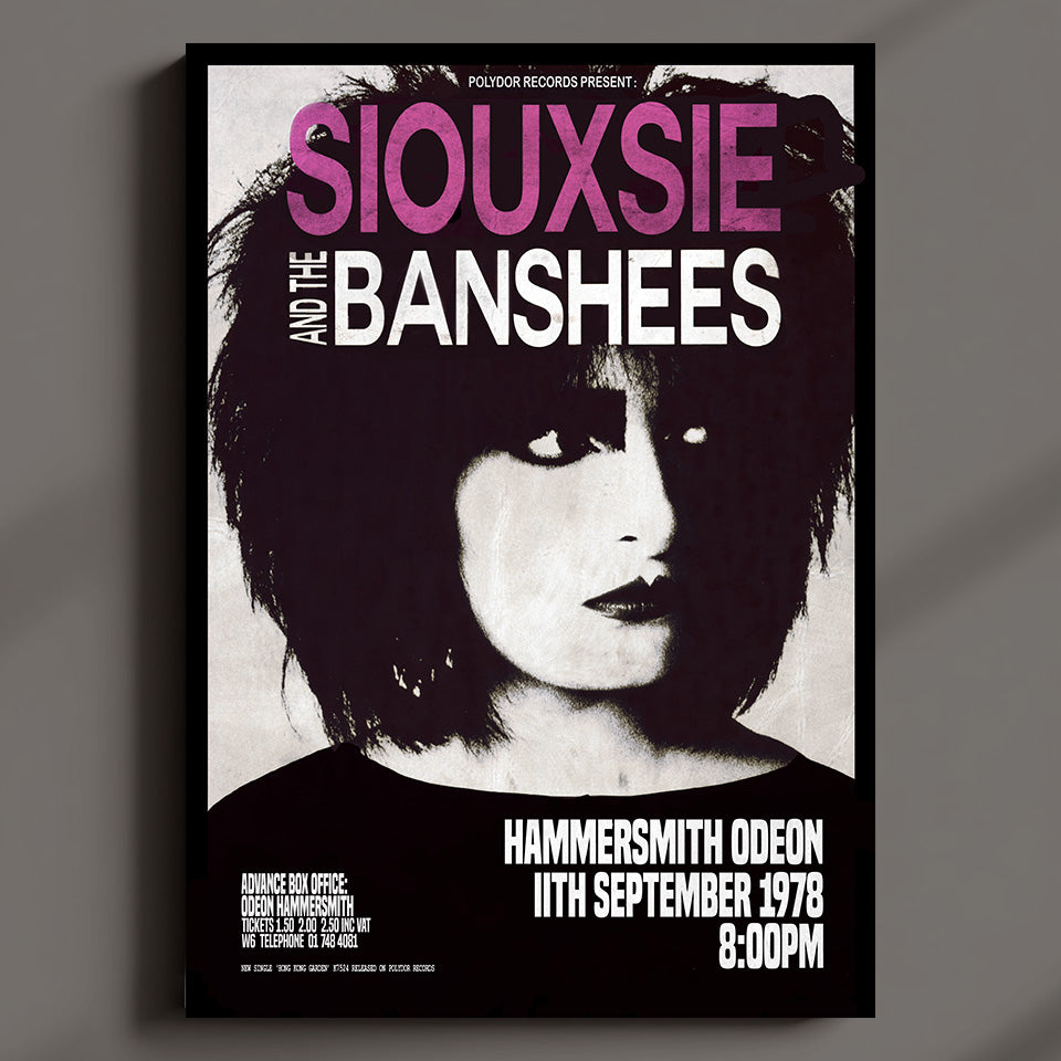 Siouxsie and the Banshees 1978 Concert Poster - Prints and Posters; Choose from 12 Sizes or THREE FRAMED Options