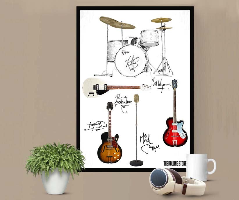 The Rolling Stones - Kit & Guitars Jagger Richards - Multi-Size Prints and Posters - UK and USA Options EXCLUSIVE