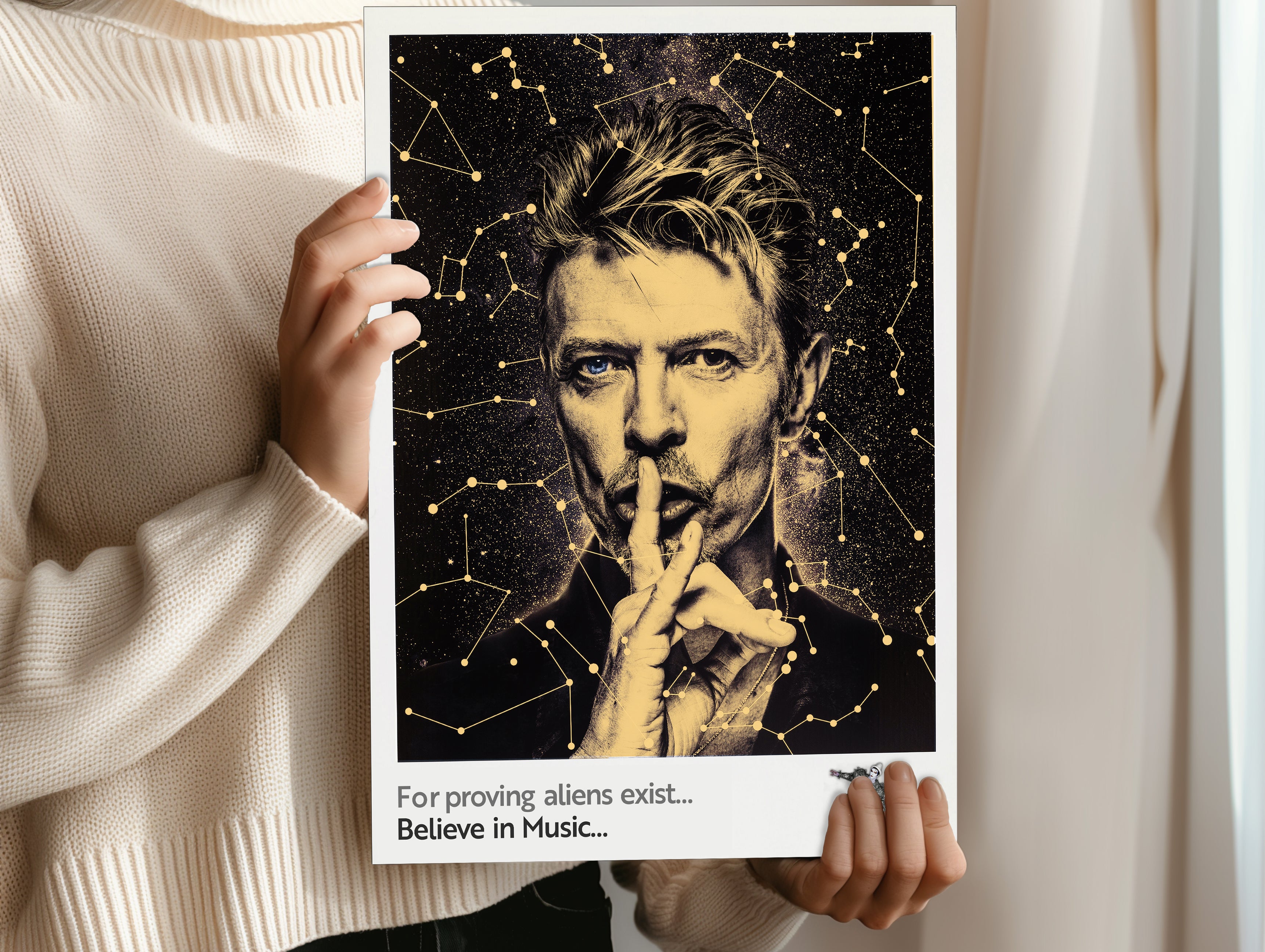 David Bowie - Shh Believe in Music Poster - Multi Size Prints or THREE FRAMED Options