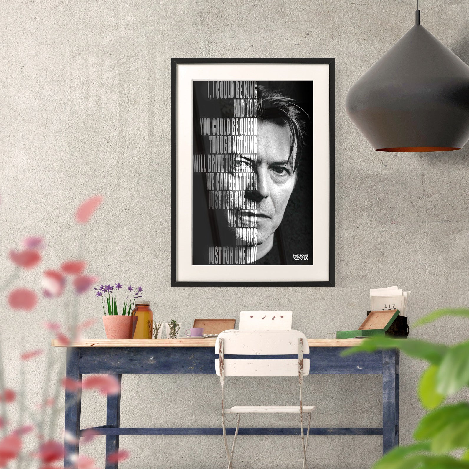 David Bowie - Heroes Lyrics Poster - Multi Size Prints or THREE FRAMED Options